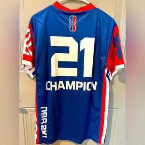 NBA 2K League Champion Ultra Fuse Authentic Jersey V-Neck Royal/Red Size M NWT